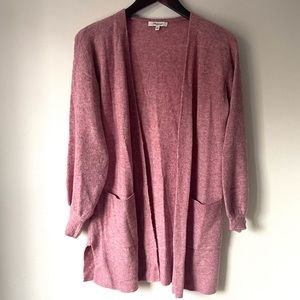 Madewell Dark Pink Balloon Sleeve Oversized Long Cardigan